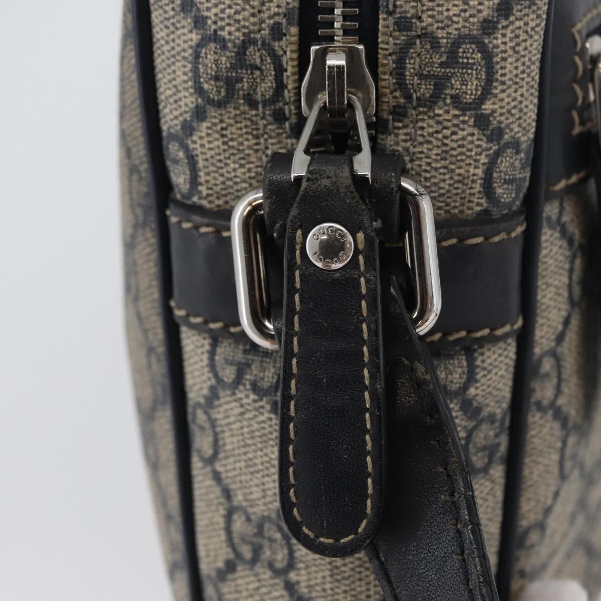 Gucci Front Zip Messenger GG Coated Canvas, NAVY, CANVAS, Shoulder bag