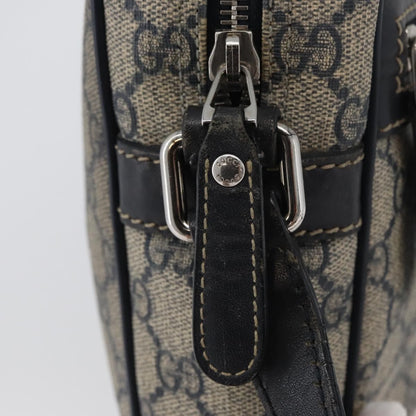 Gucci Front Zip Messenger GG Coated Canvas, NAVY, CANVAS, Shoulder bag