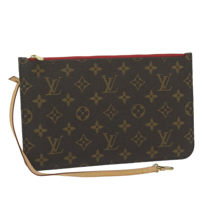 Louis Vuitton Neverfull Pochette Monogram Canvas, BROWN, CANVAS, Tote bag