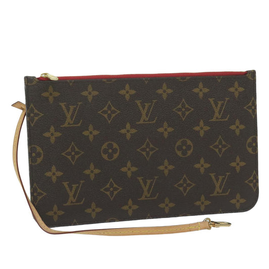 Louis Vuitton Neverfull Pochette Monogram Canvas, BROWN, CANVAS, Tote bag
