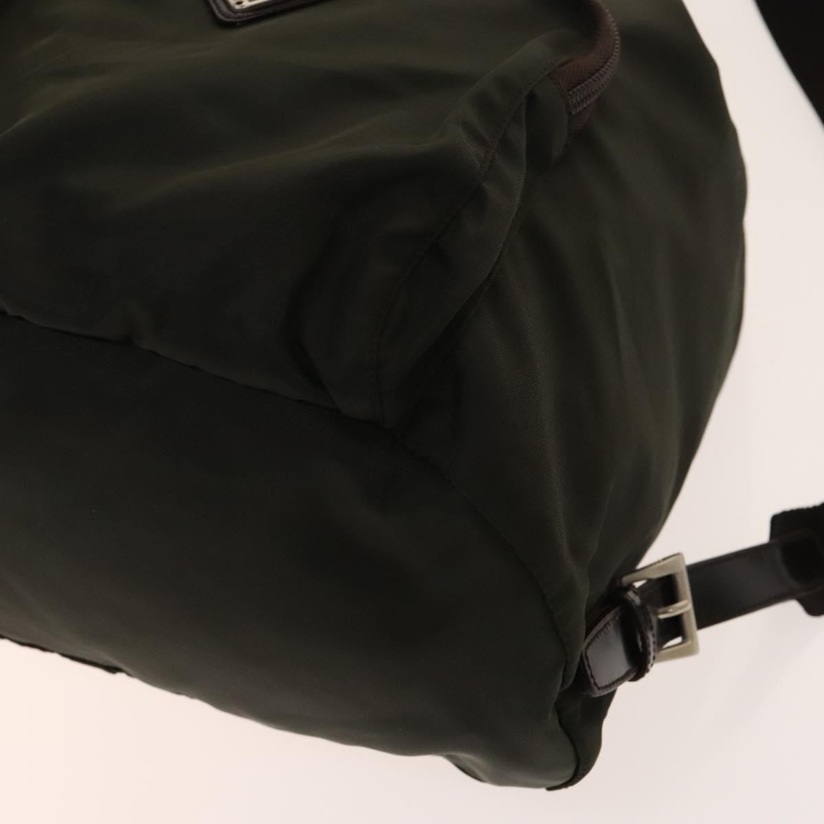 Prada Front Pocket Buckle Backpack Nylon, Khaki, Nylon, Backpack