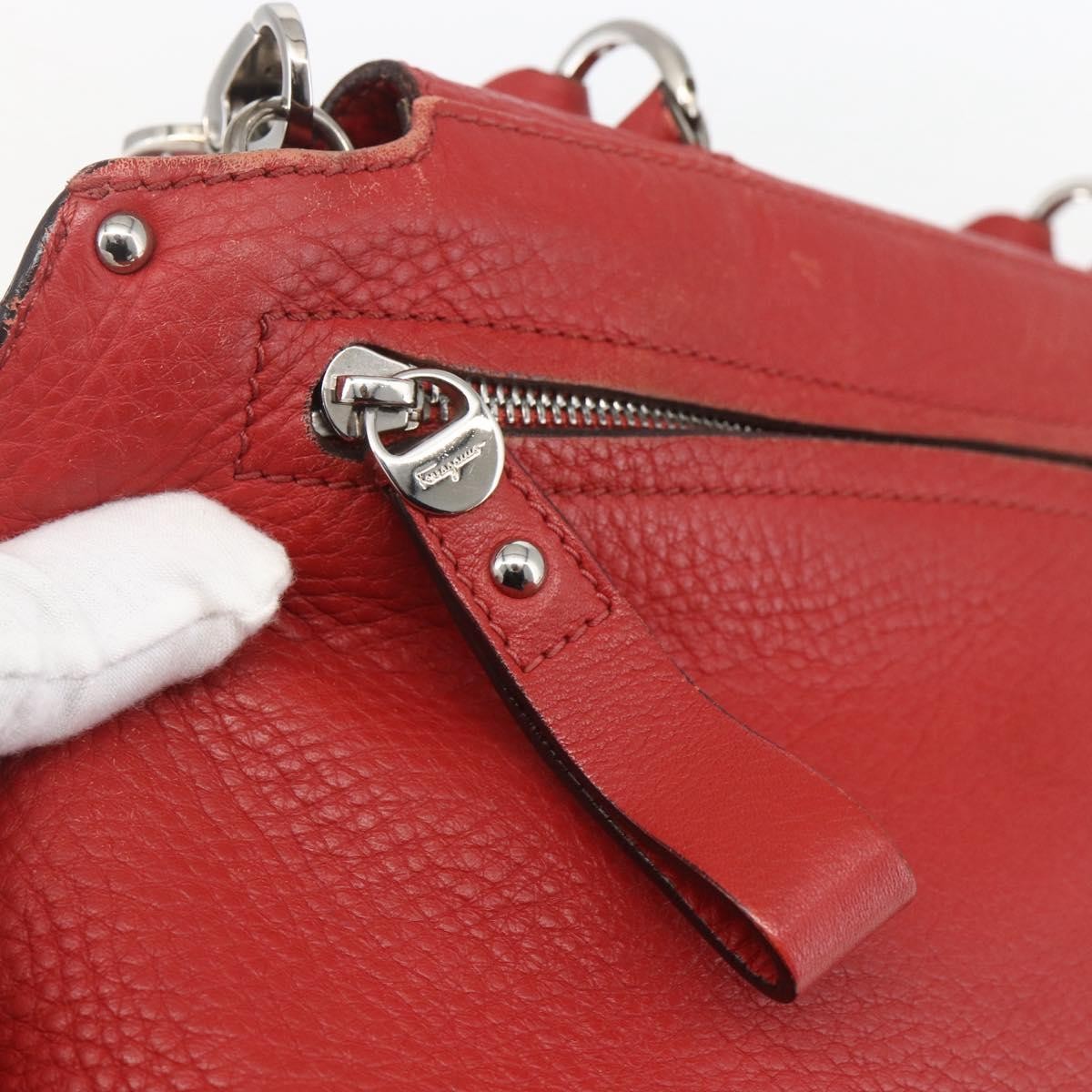 Salvatore Ferragamo Sofia Satchel Grainy Leather, RED, LEATHER, Handbag