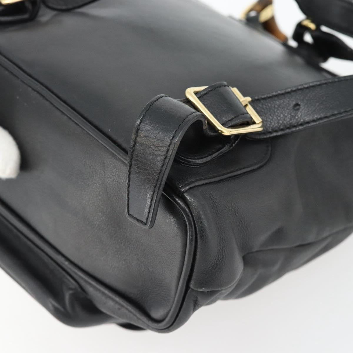 Gucci Vintage Bamboo Backpack Leather, Black, Leather, Backpack