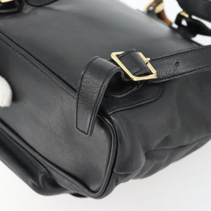 Gucci Vintage Bamboo Backpack Leather, Black, Leather, Backpack