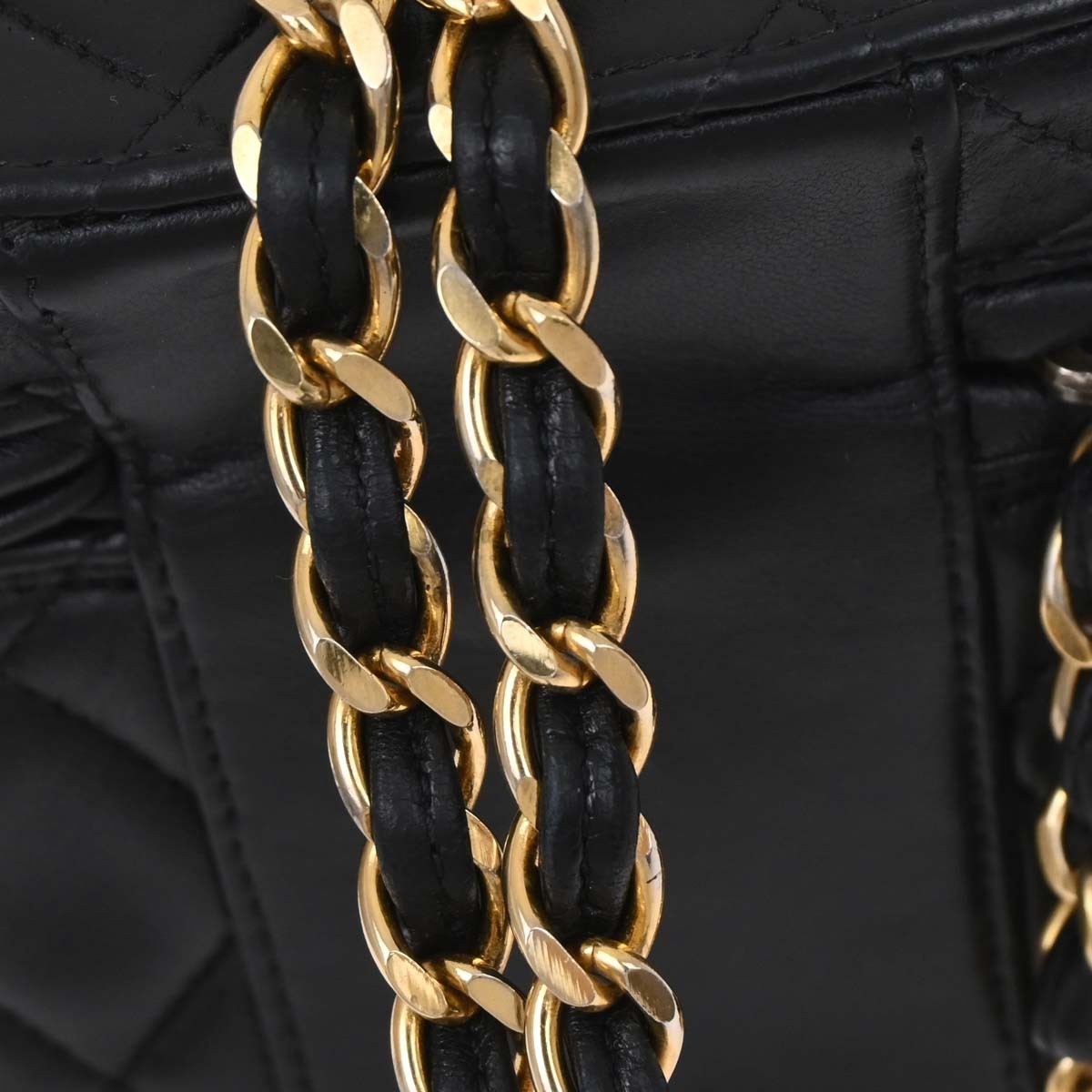 Chanel Vintage Box Zip Tassel Bag Quilted Lambskin, Black, Leather, Shoulder Bag