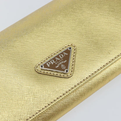 Prada Continental Wallet Saffiano Leather, GOLD, LEATHER, Wallets