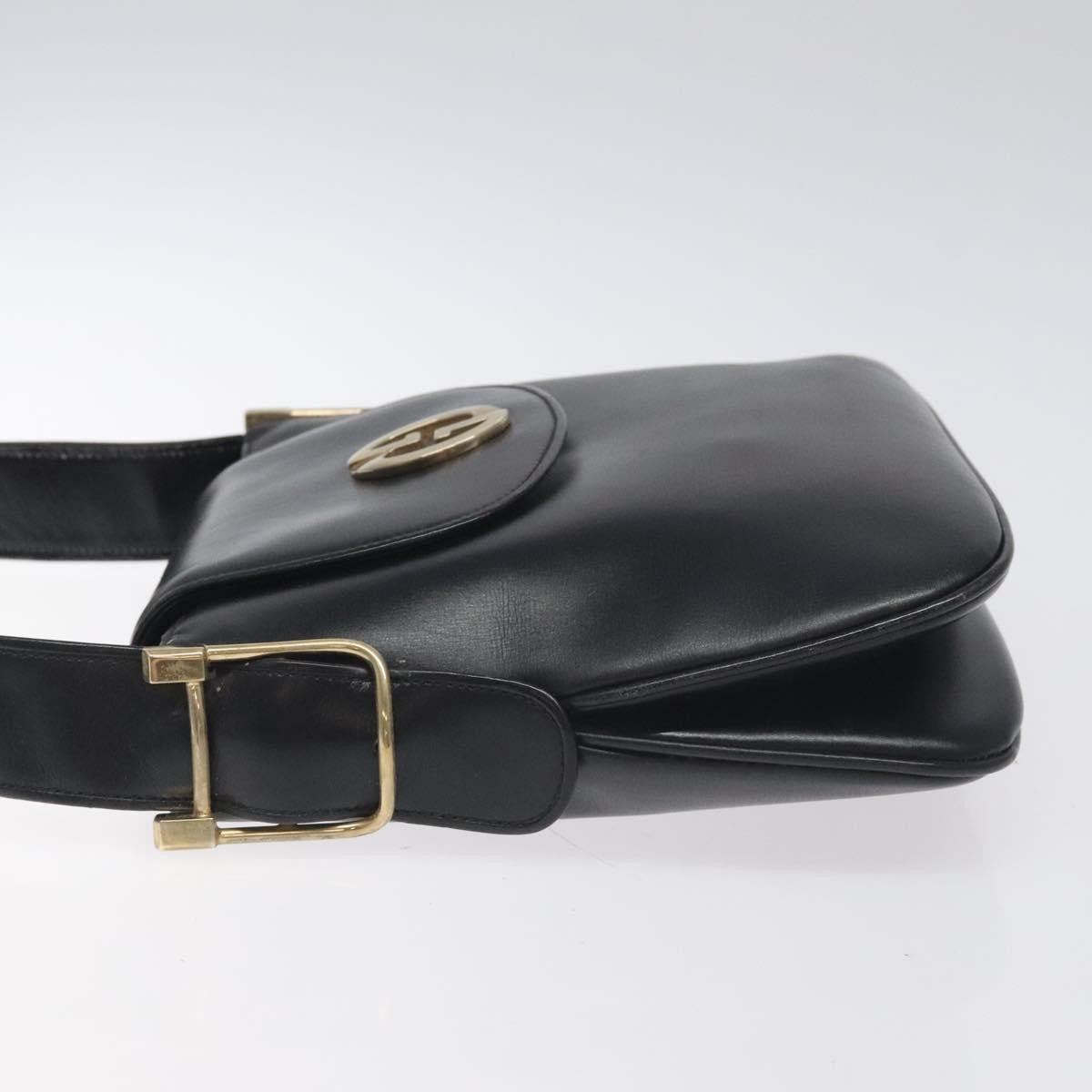 Gucci Vintage Flap Shoulder Bag Leather, BLACK, LEATHER, Shoulder bag