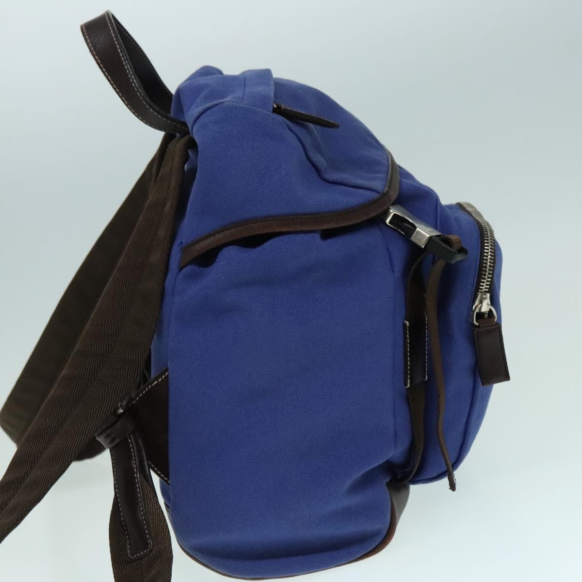 Prada Logo Backpack Canvas, BLUE, CANVAS, Backpack