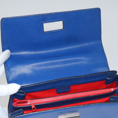 Celine Vintage turn lock shoulder bag Leather, BLUE, LEATHER, Handbag