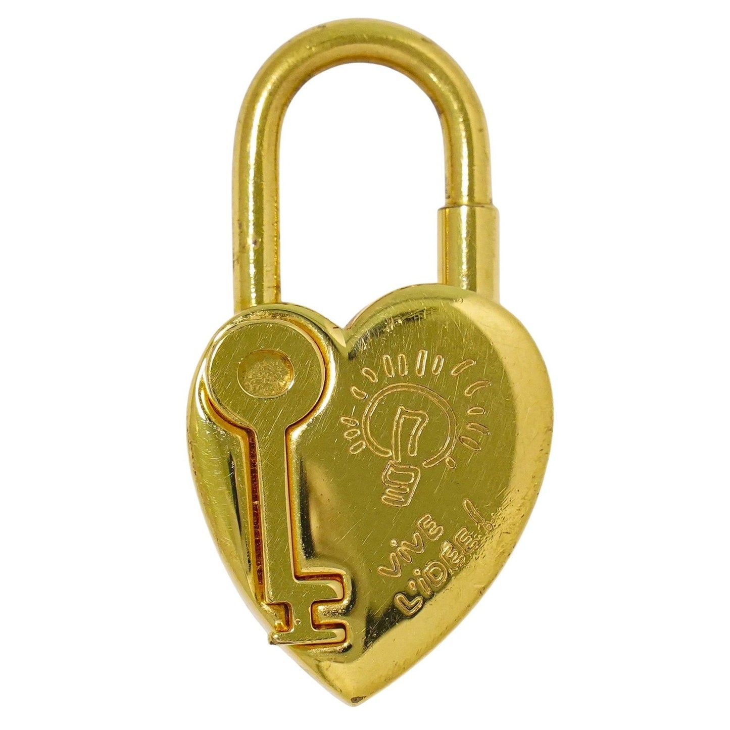 Hermes Annee De La Fantaisie Heart Cadena Lock Charm Metal, GOLD, GOLD_PLATED, Charms and Keychains