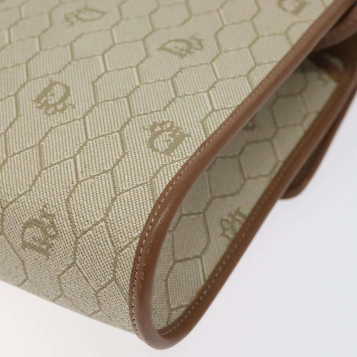Christian Dior Vintage Honeycomb Flap Crossbody Bag Coated Canvas, BEIGE, CANVAS, Crossbody bag