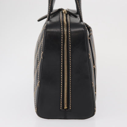 Chanel Surpique Boston Bag Quilted Leather, BLACK, LEATHER, Travel bag