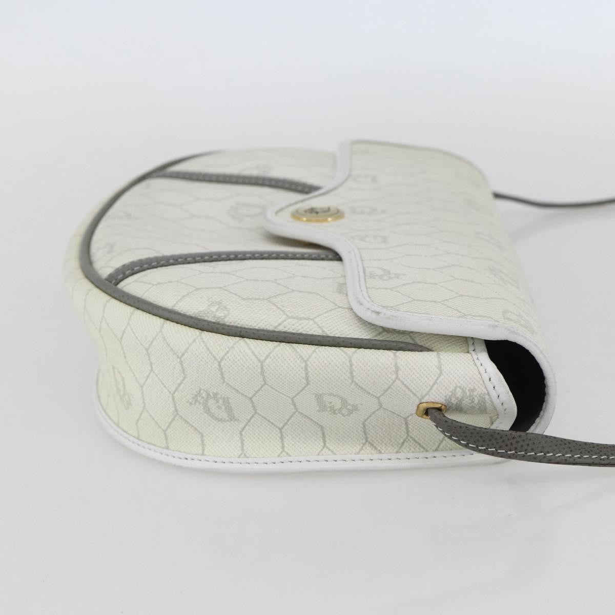 Christian Dior Vintage Honeycomb Flap Crossbody Bag Coated Canvas, WHITE, CANVAS, Shoulder bag