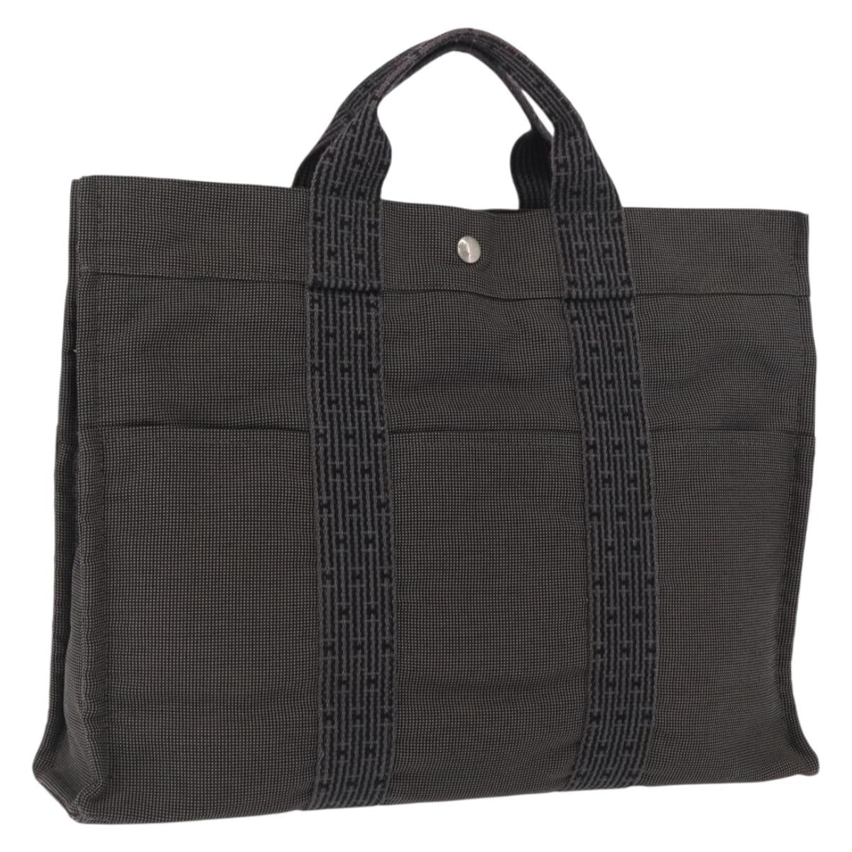 Hermes Fourre-tout Herline Canvas, GRAY, CANVAS, Tote bag