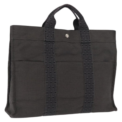Hermes Fourre-tout Herline Canvas, GRAY, CANVAS, Tote bag