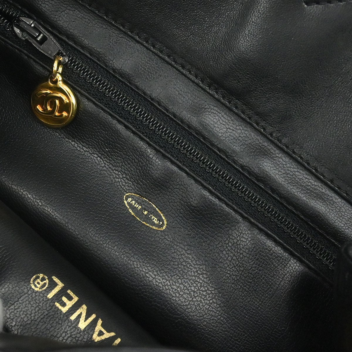 Chanel Vintage CC Bucket Shoulder Bag Leather, BLACK, LEATHER, Shoulder bag