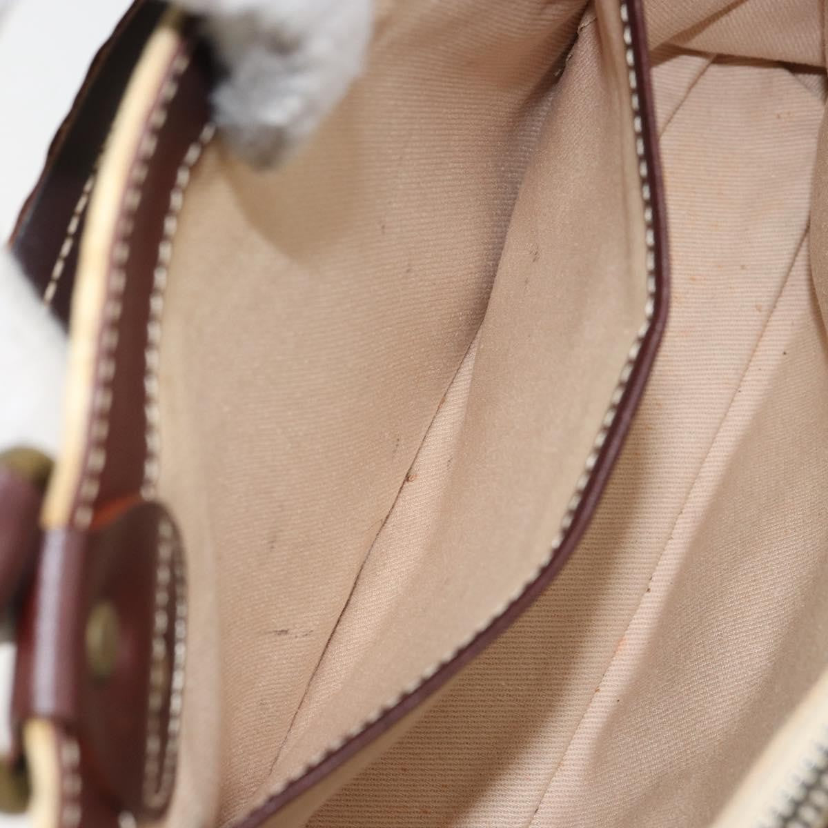 Celine Vintage Macadam Handbag Canvas and Leather, BEIGE, CANVAS, Handbag
