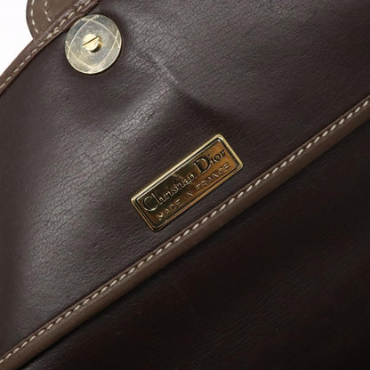 Christian Dior Vintage CD Flap Shoulder Bag Leather, BROWN, LEATHER, Shoulder bag