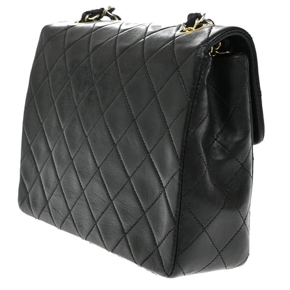 Chanel Vintage Square Classic Flap Bag Quilted Lambskin, BLACK, LEATHER, Shoulder bag
