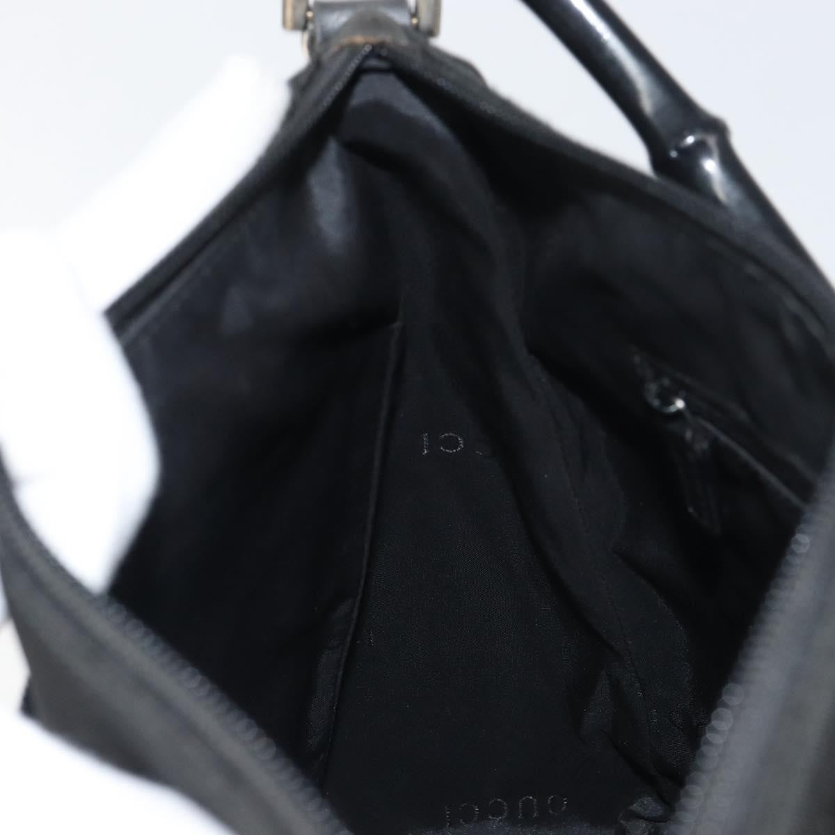 Gucci Vintage Bamboo Handle Bag Nylon, Black, Nylon, Handbag