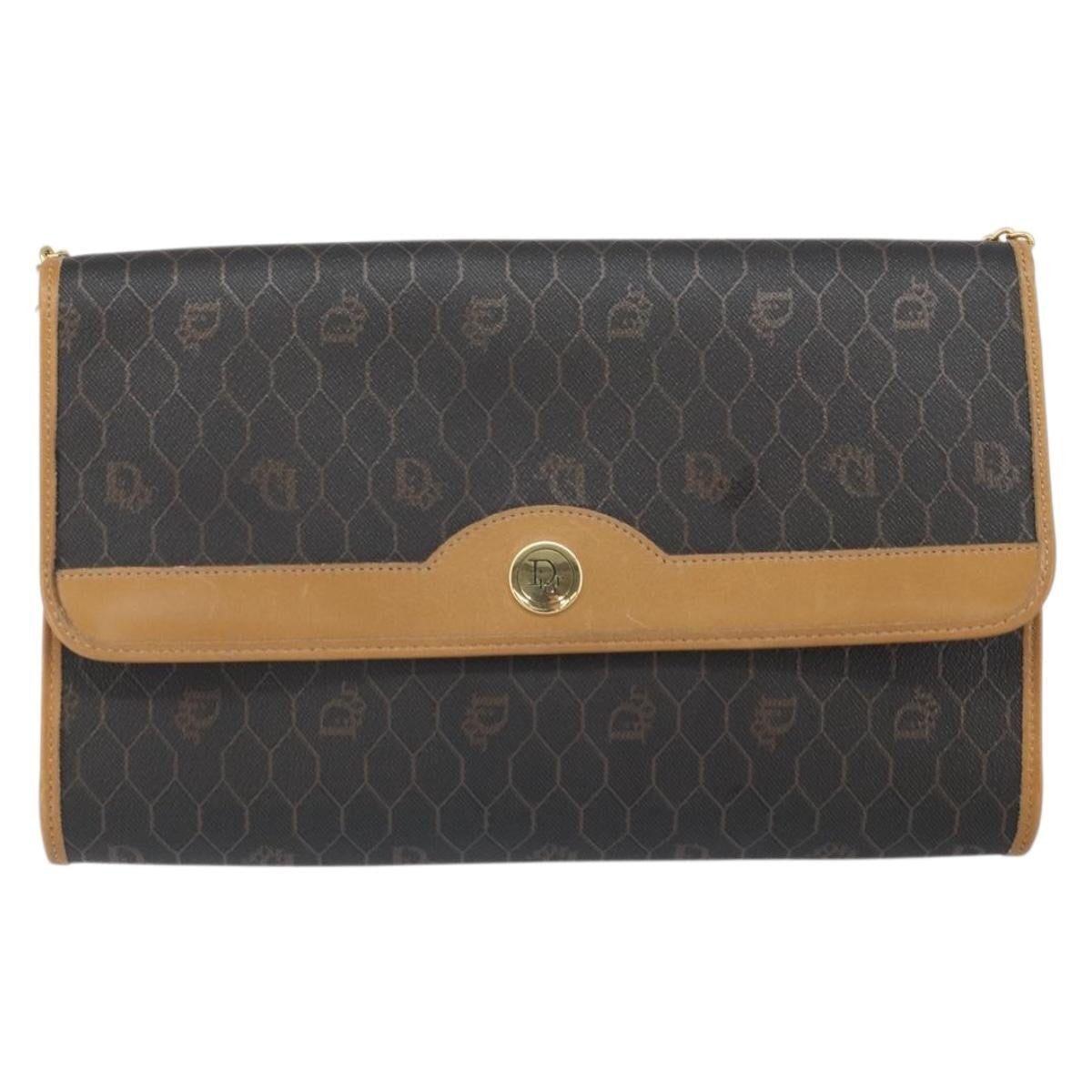 Christian Dior Vintage Honeycomb chain Canvas, BLACK, CANVAS, Shoulder bag
