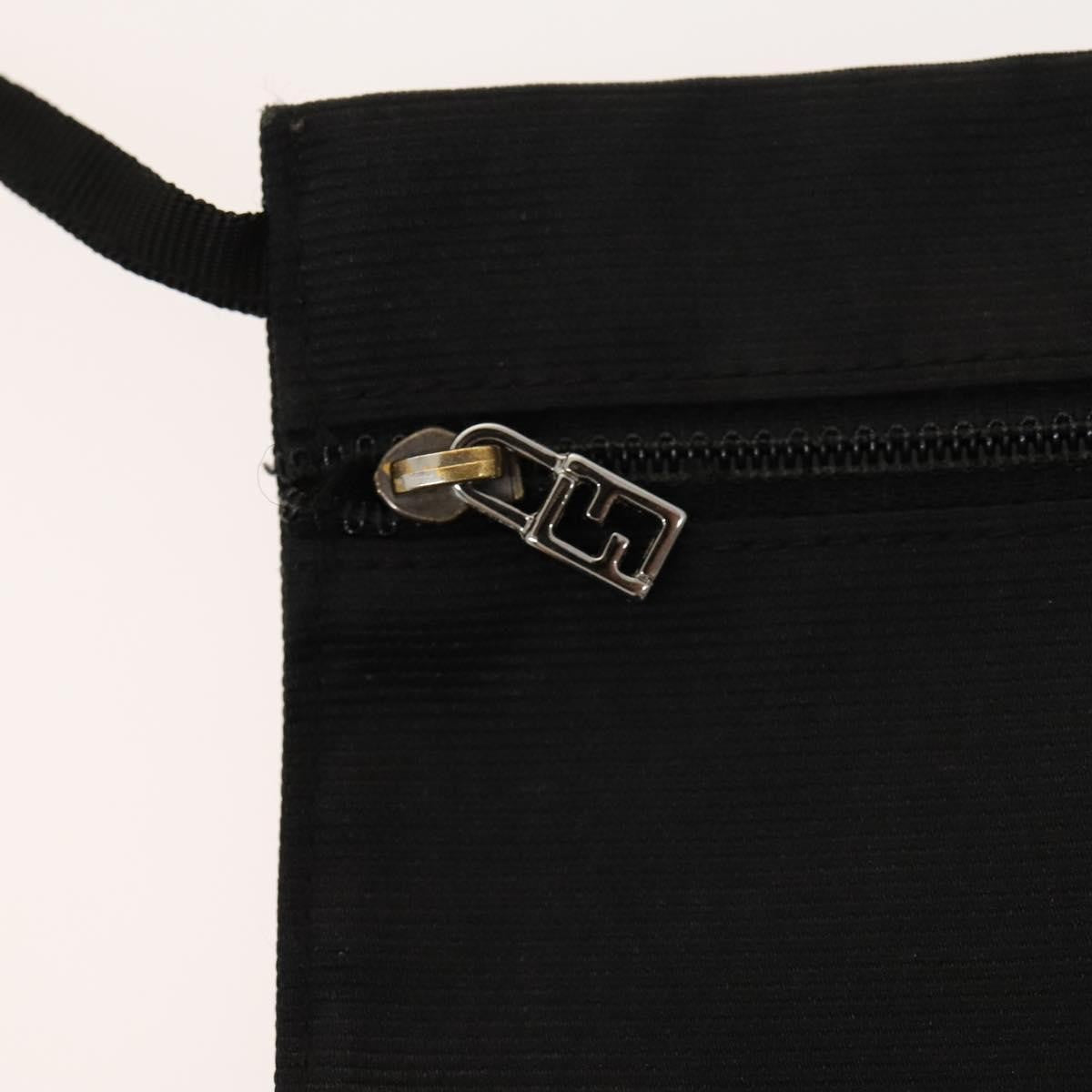 Fendi Vintage Double Buckle Flap Shoulder Bag Nylon, BLACK, NYLON, Shoulder bag