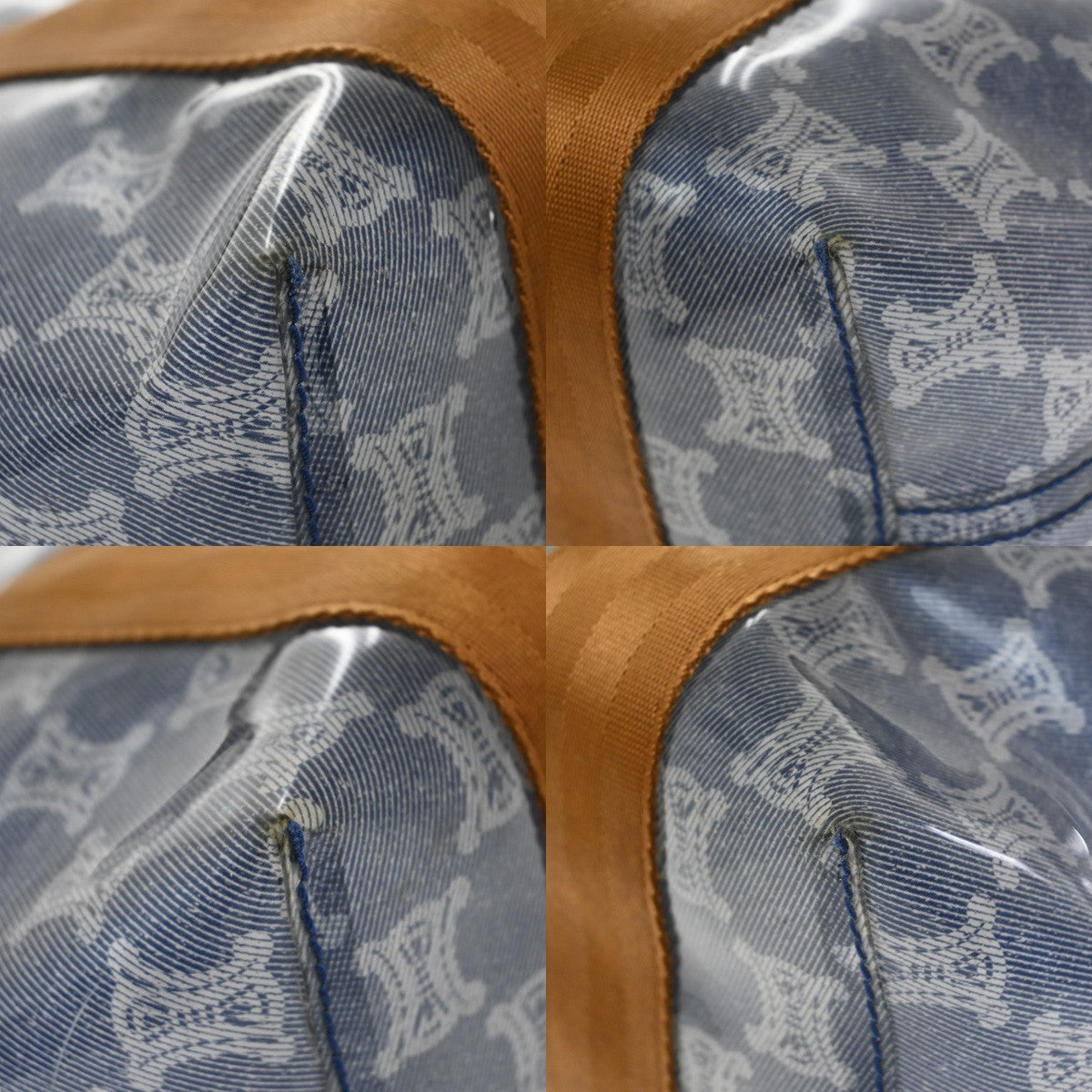 Celine Vintage Macadam Handbag Canvas, BLUE, CANVAS, Tote bag