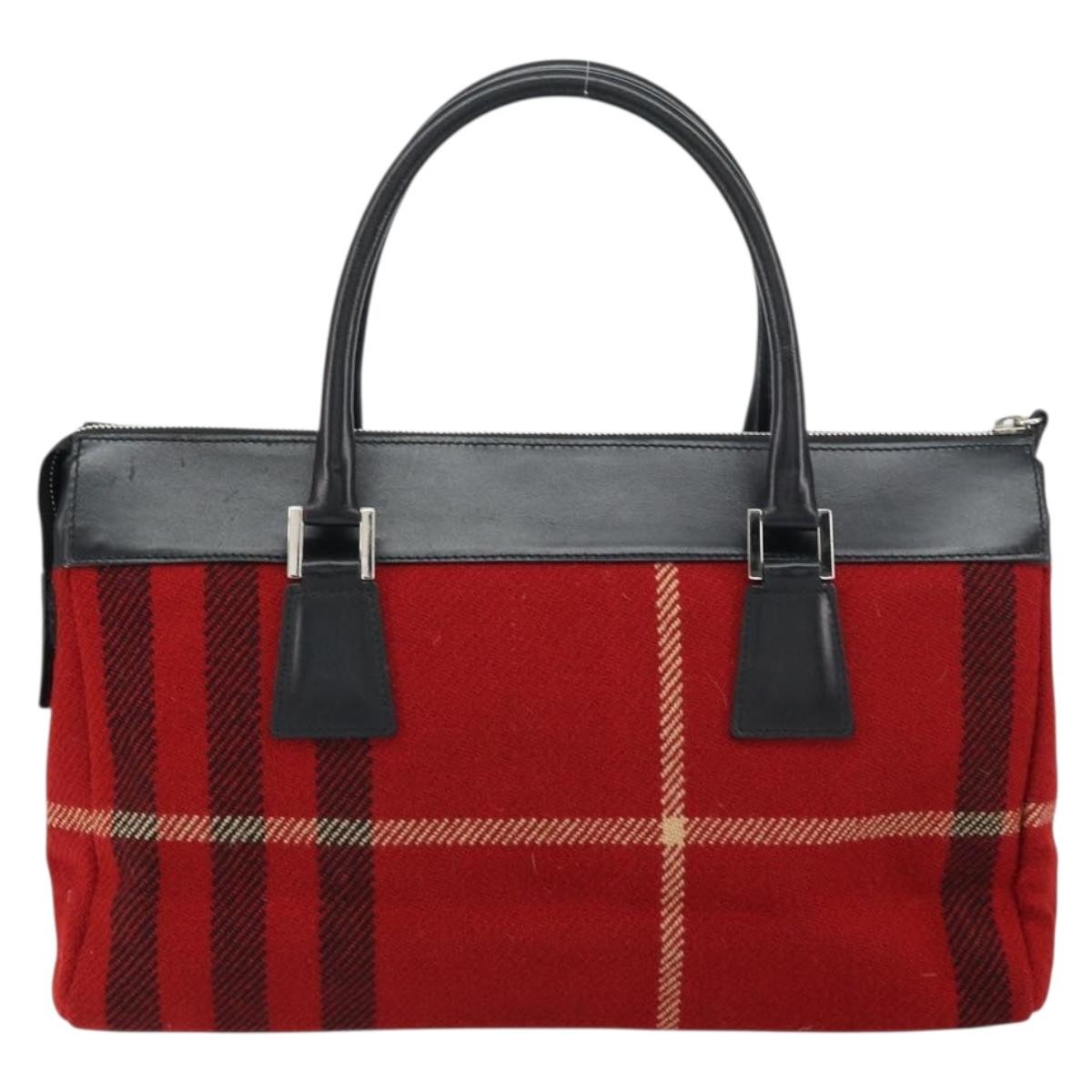 Burberry Nova Check Handbag Wool, RED, WOOL, Handbag
