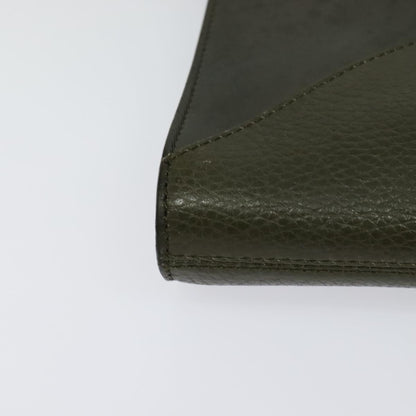 Celine Envelope Shoulder Bag Leather, KHAKI, LEATHER, Shoulder bag