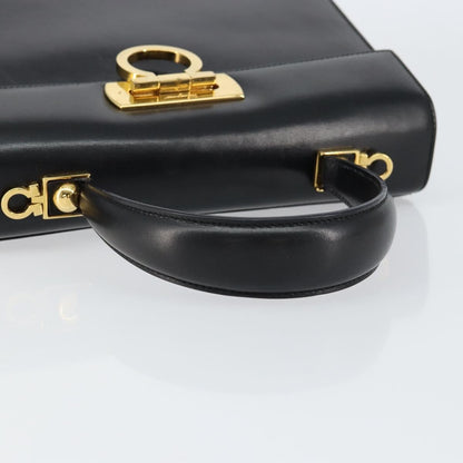 Salvatore Ferragamo Convertible Top Handle Bag Leather, BLACK, LEATHER, Handbag