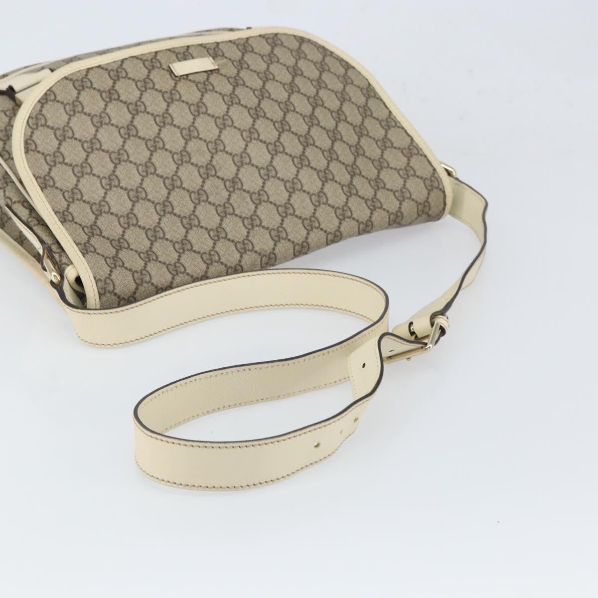 Gucci Double Buckle Flap Messenger Bag GG Coated Canvas with Leather, BEIGE, PVC, Shoulder bag