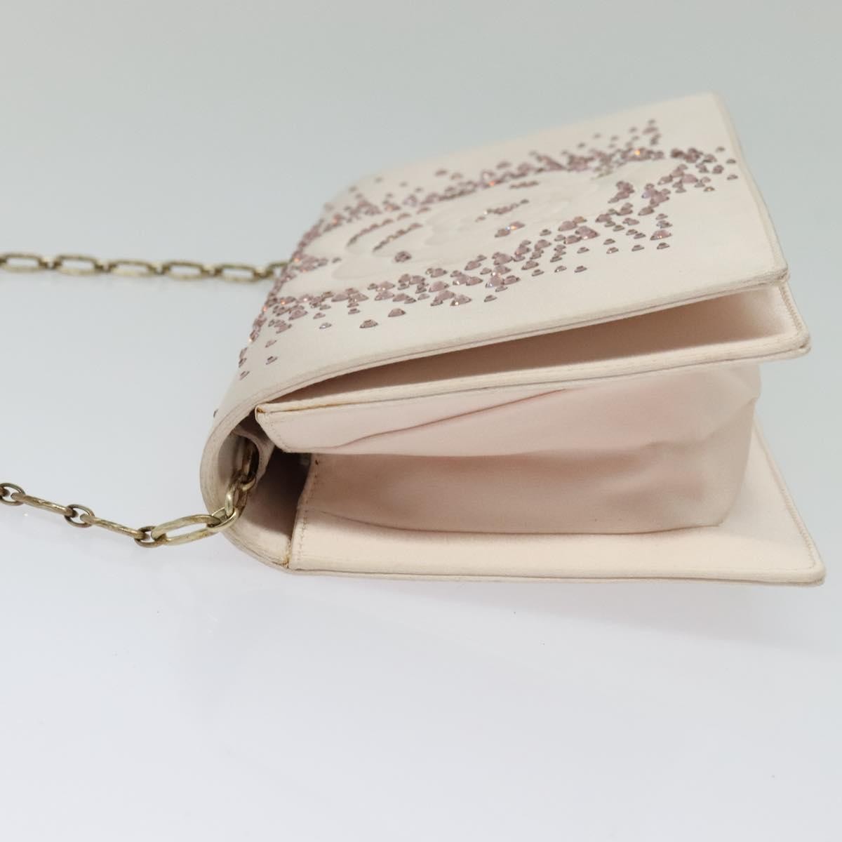 Chanel Camellia Diamante Convertible Clutch Crystal Embellished Satin, PINK, SATIN, Shoulder bag