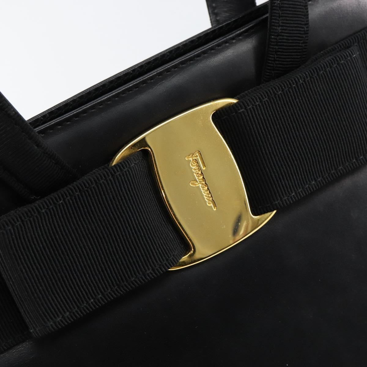 Salvatore Ferragamo Convertible Vara Bow Tote Leather, BLACK, LEATHER, Handbag