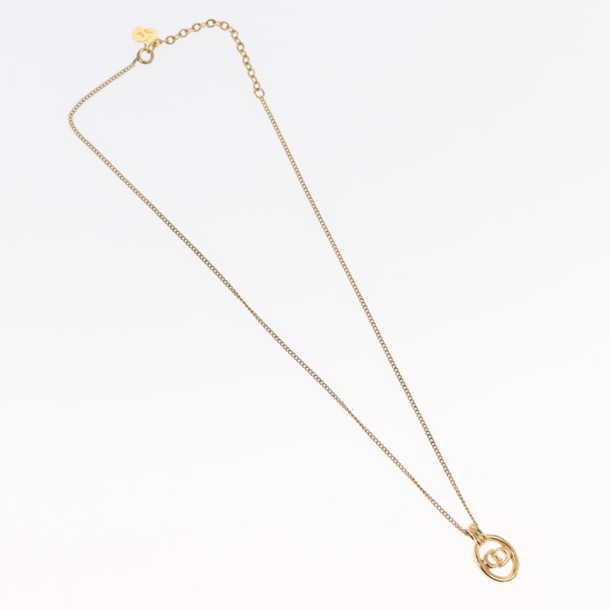 Christian Dior CD Round Pendant Necklace Metal, Gold, Metal, Necklace