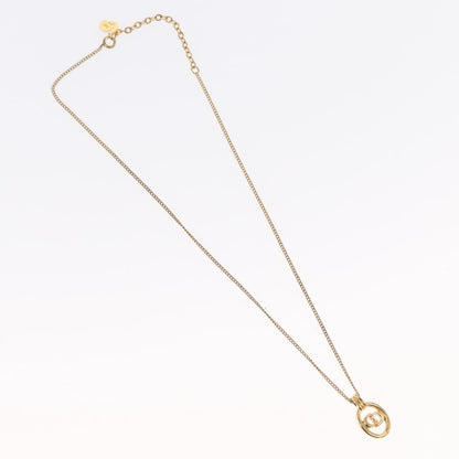 Christian Dior CD Round Pendant Necklace Metal, Gold, Metal, Necklace