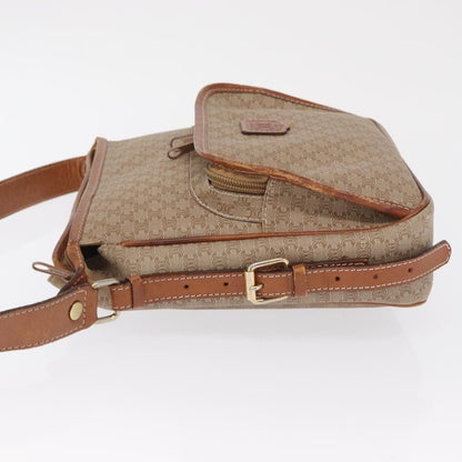 Celine Vintage Macadam Shoulder Bag Canvas and Leather, BEIGE, CANVAS, Shoulder bag