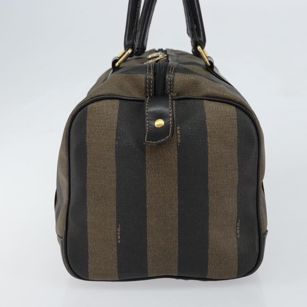 Fendi Vintage Pequin Boston Bag Coated Canvas, BROWN, CANVAS, Handbag