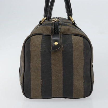 Fendi Vintage Pequin Boston Bag Coated Canvas, BROWN, CANVAS, Handbag