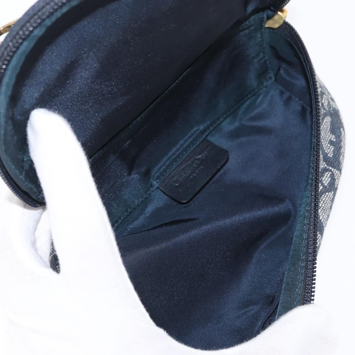 Christian Dior Saddle Zip Pouch Diorissimo Canvas, BLUE, CANVAS, Clutche & pouche