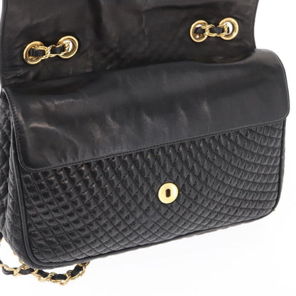 Bally Vintage Chain Shoulder Bag Quilted Leather, Black, Leather, Shoulder Bag