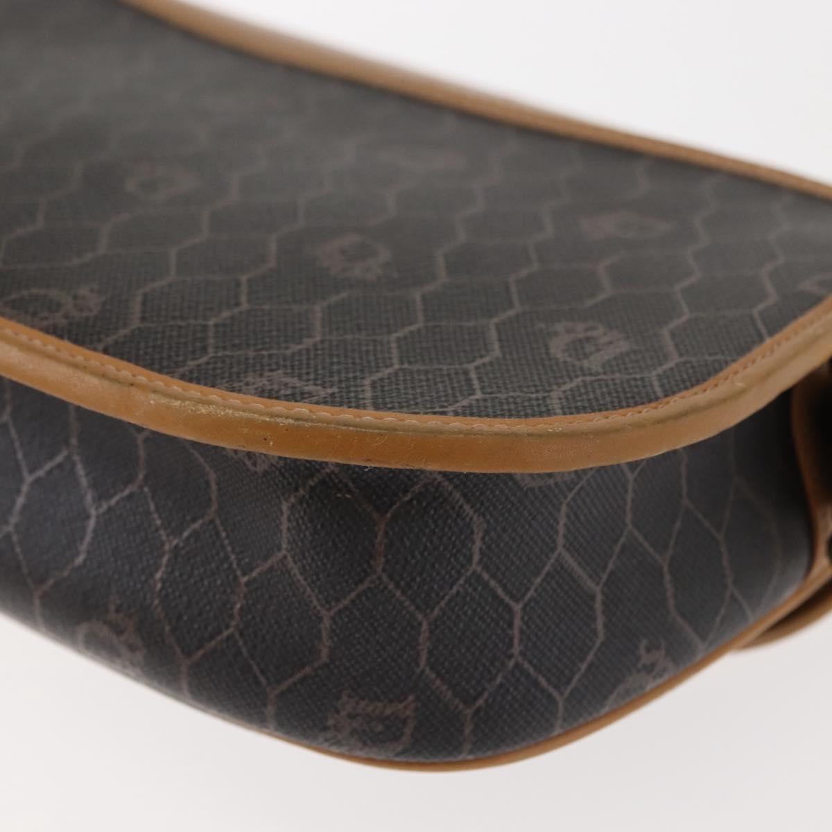Christian Dior Vintage Honeycomb Shoulder Bag Canvas and Leather, BROWN, CANVAS, Shoulder bag
