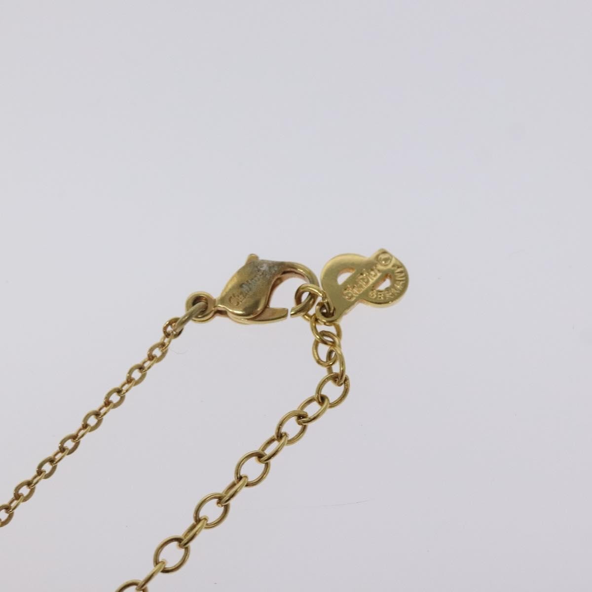 Christian Dior Vintage CD Heart Pendant Necklace Metal with Crystals, GOLD, METAL, Necklace