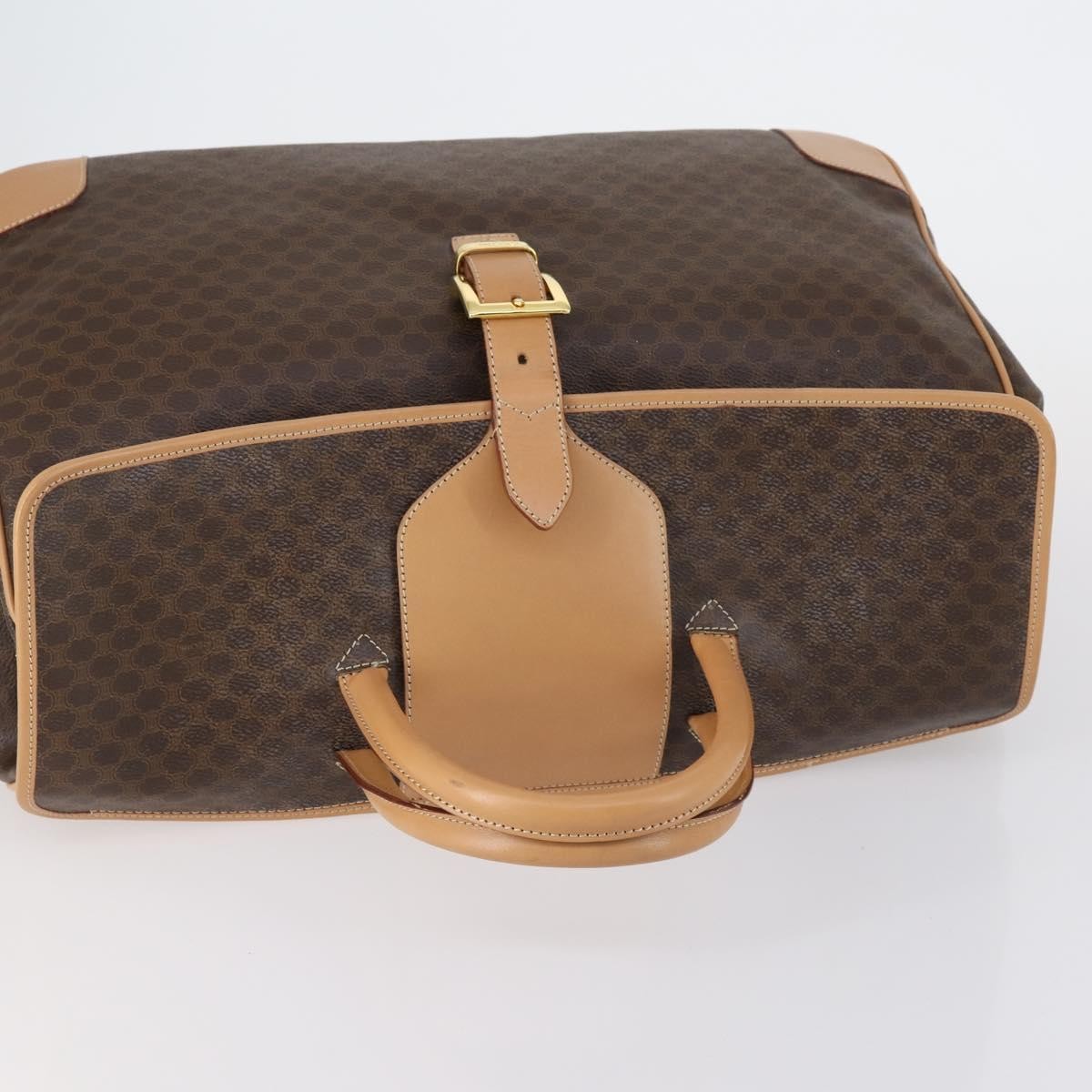 Celine Vintage Duffle Bag Macadam Coated Canvas, BROWN, PVC, Travel bag