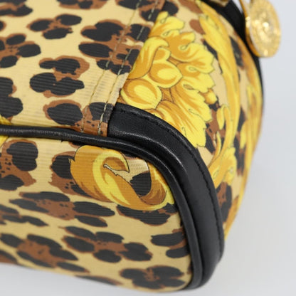 Versace Vanity Hand Bag Canvas and Leather, GOLD, LEATHER, Clutche & pouche