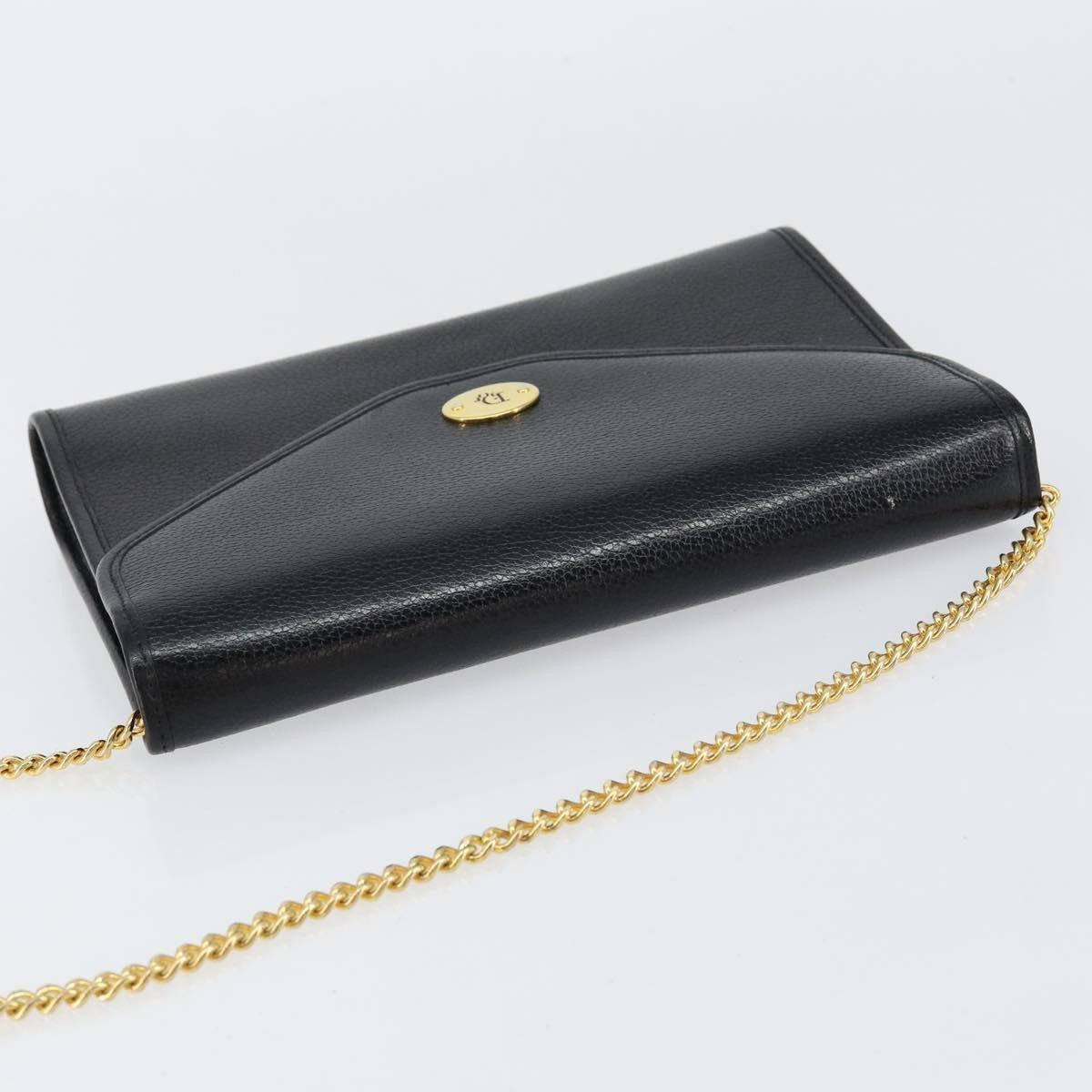 Christian Dior Vintage Chain Flap Shoulder Bag Leather, BLACK, LEATHER, Shoulder bag