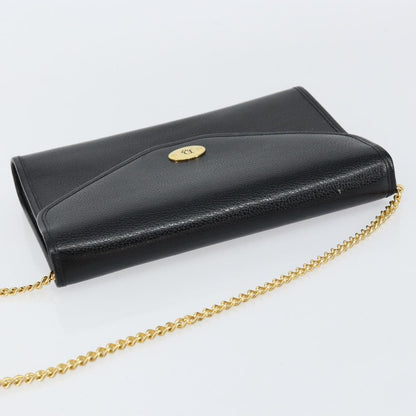 Christian Dior Vintage Chain Flap Shoulder Bag Leather, BLACK, LEATHER, Shoulder bag