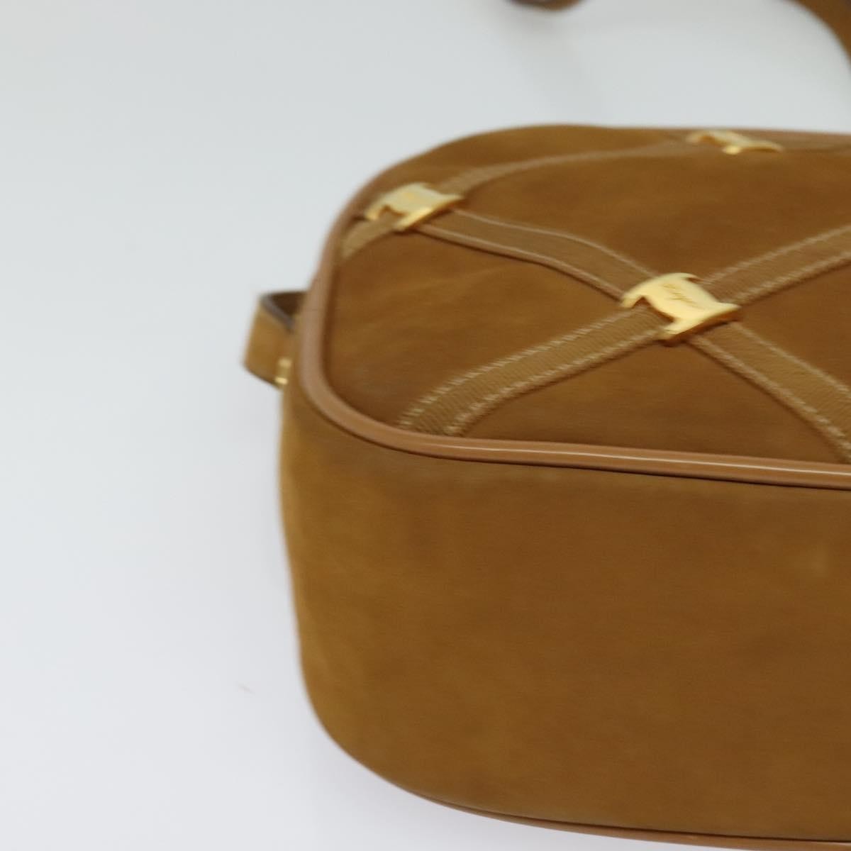 Salvatore Ferragamo Vala Shoulder Bag Suede, BROWN, SUEDE, Shoulder bag