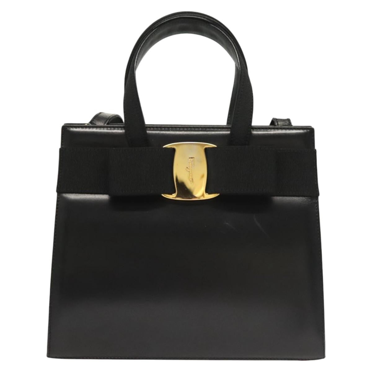 Salvatore Ferragamo Convertible Vara Bow Tote Leather, BLACK, LEATHER, Handbag
