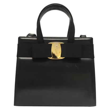 Salvatore Ferragamo Convertible Vara Bow Tote Leather, BLACK, LEATHER, Handbag