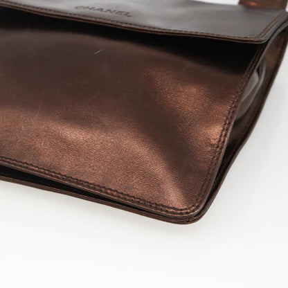 Chanel Vintage Logo Flap Messenger Bag Leather, BROWN, LEATHER, Shoulder bag